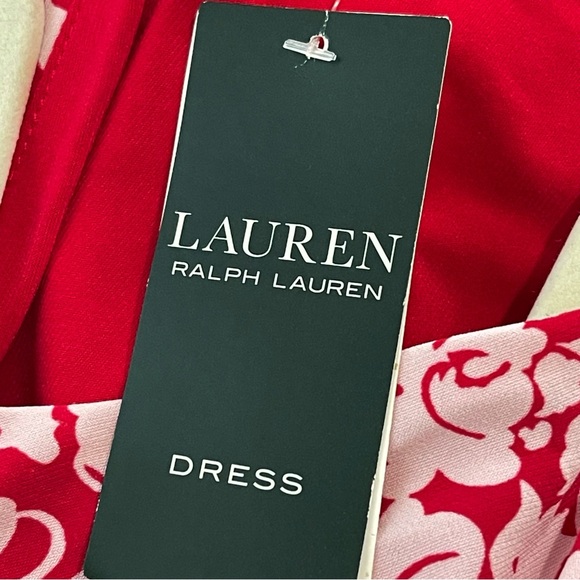 NWT Ralph Lauren Cream and Berry Floral Jersey Faux Wrap Dress Women’s Sz 16 - Picture 8 of 11